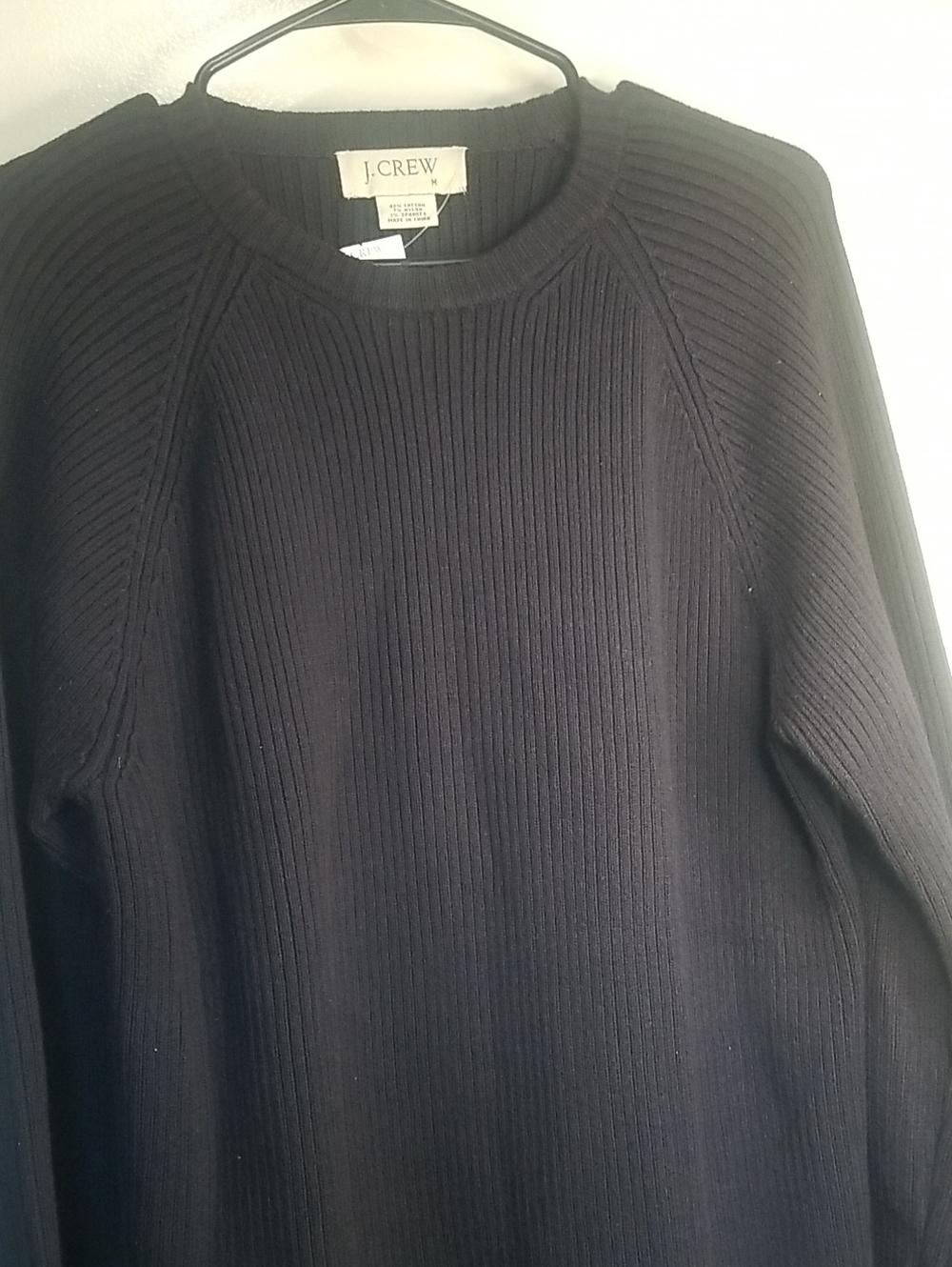 J. Crew Men's Black Ribbed Crewneck Sweater